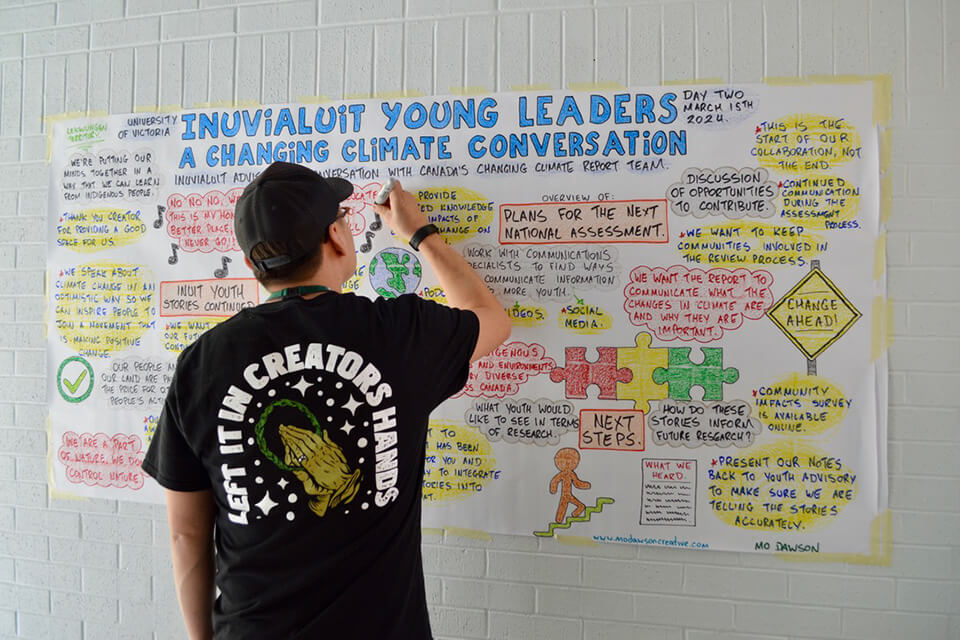 Indigenous artist Mo Dawson capturing the gathering highlights. Photo credit: Carmen Koessler