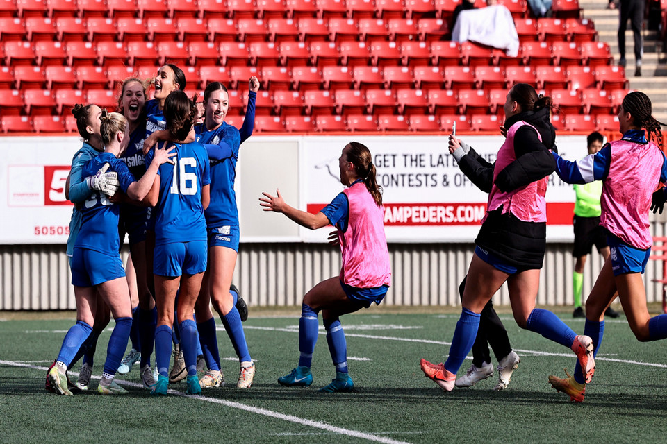 The women’s soccer team showing their emotions after clinching a trip to the U SPORTS championship.